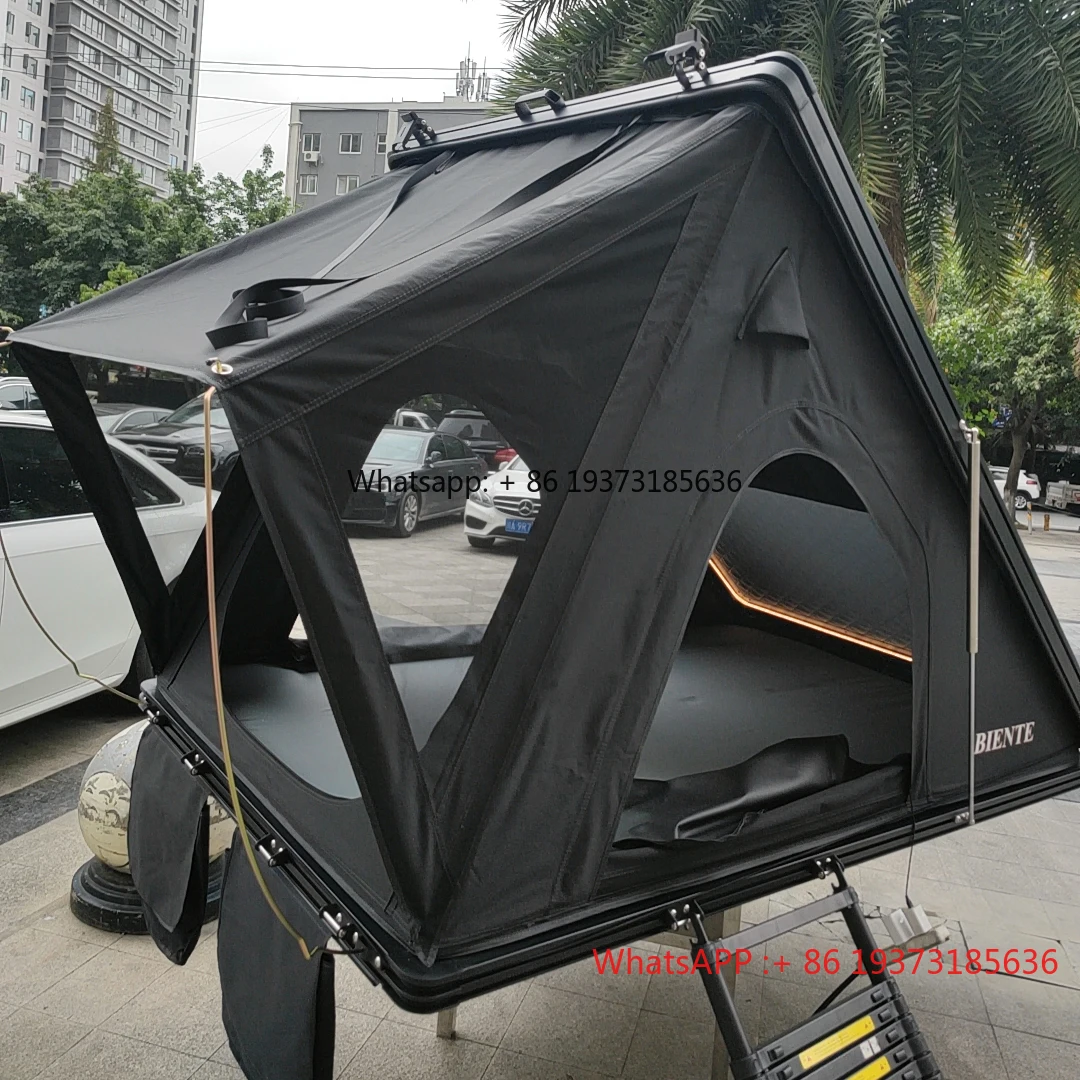 

Family Outdoor Hardtop Triangle Tent Aluminum Clamshell Hard Shell Rooftop Car Tent for Camping