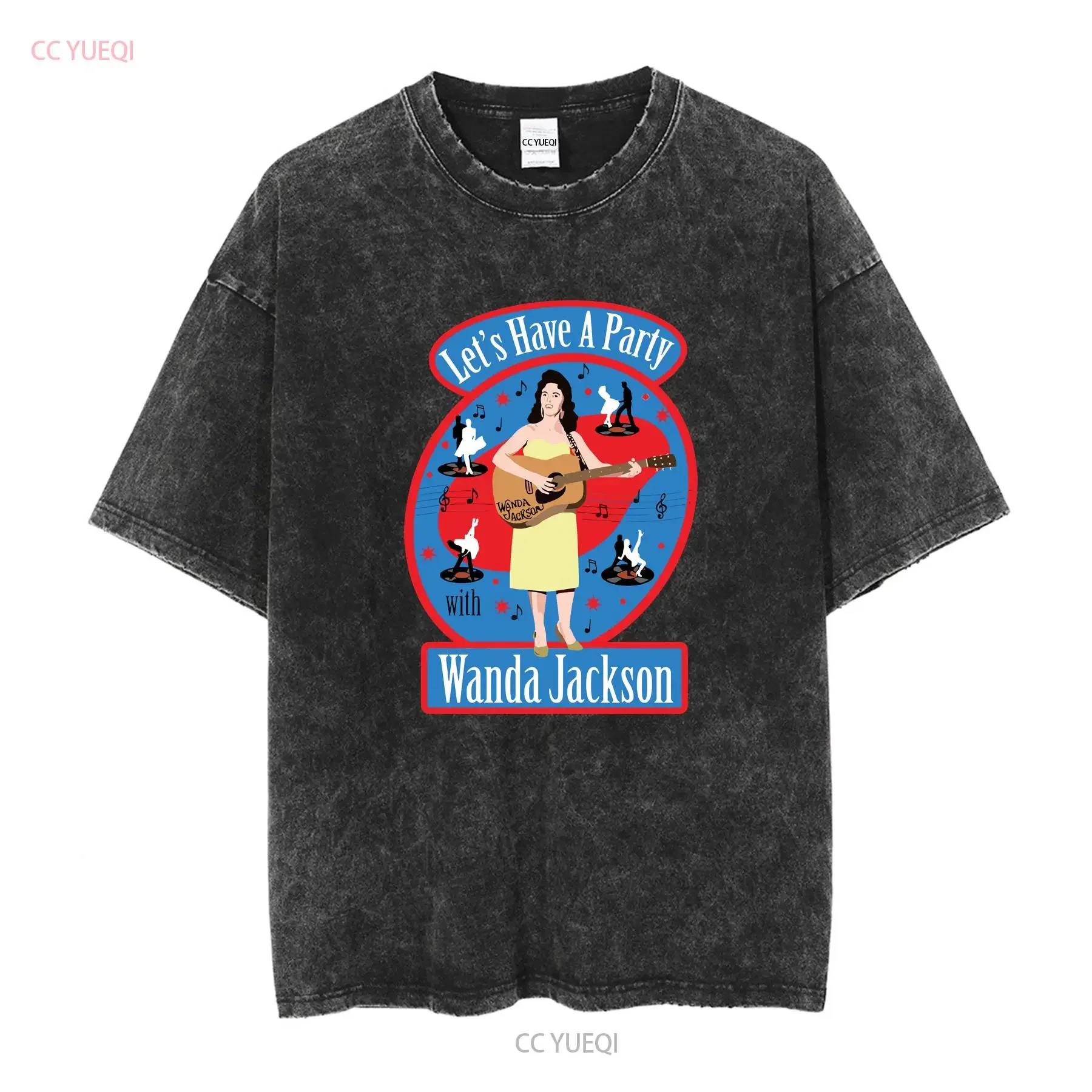 تي شيرت Wanda Jackson Let's Have a Party تي شيرت Jarod Art بأكمام طويلة أو قصيرة عتيقة مغسولة وناعمة للارتداء اليومي