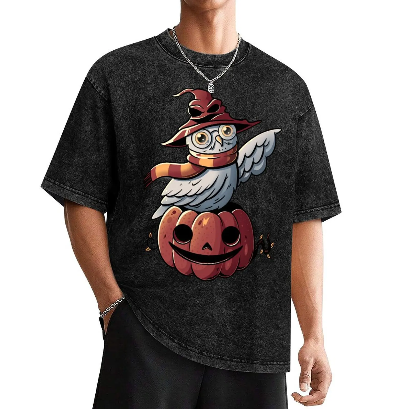 

Spooky Magic - Cute Pumpkin Owl Halloween T-Shirt graphic t shirts tops cotton man t-shirts custom t shirt anime shirts men