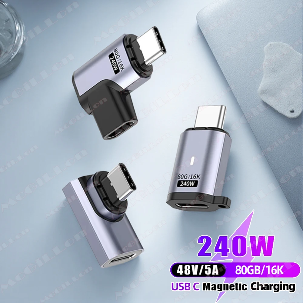 

PD 240W USB4.0 80Gbps Thunderbolt5 Magnetic Type-C TO USBC Fast Charge Magnet Converter Cable 16K@60Hz OTG USB Type C Adapter