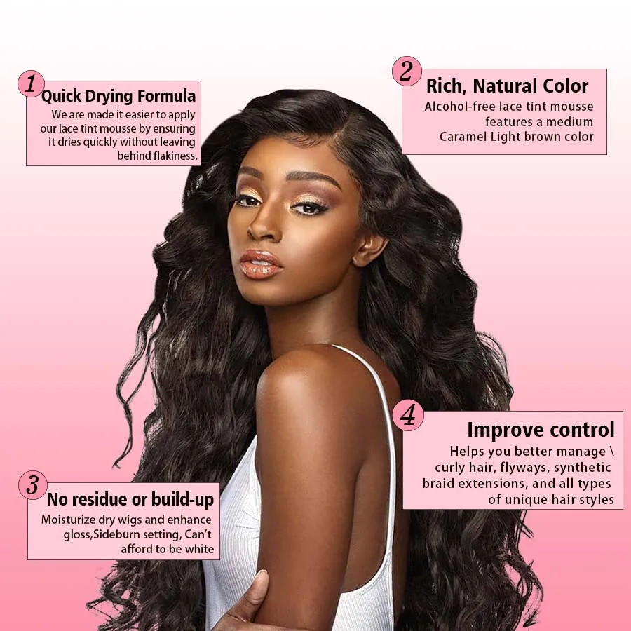 LOCKMIO Natural Lace Tint Spray Dyed Foam Mousse for Women 100ML Wigs Mesh Skin-fitting Invisible Colorant Cosplay Wig Dye Mist