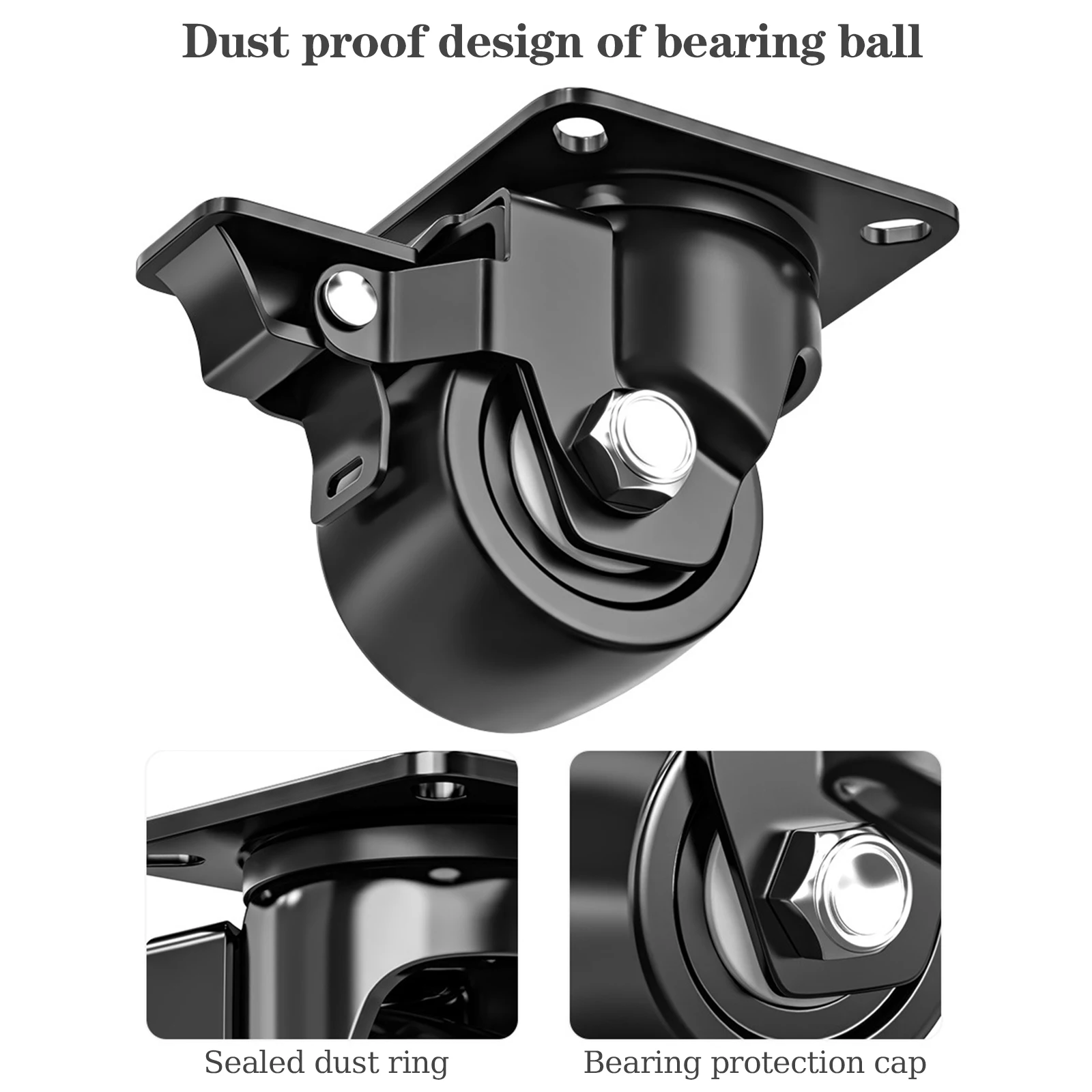 4 ชิ้น Universal ล้อหมุน Heavy Duty เฟอร์นิเจอร์ล้อเลื่อนเงียบรถเข็นล้อสําหรับโต๊ะเก้าอี้โซฟาความปลอดภัยเบรค