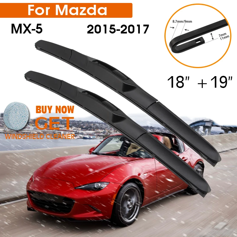 

Автомобильный стеклоочиститель для Mazda MX-5 2015-2017 лобовое стекло резиновый силиконовый запасной передний стеклоочиститель 18 "+ 19" LHD RHD автомоб...