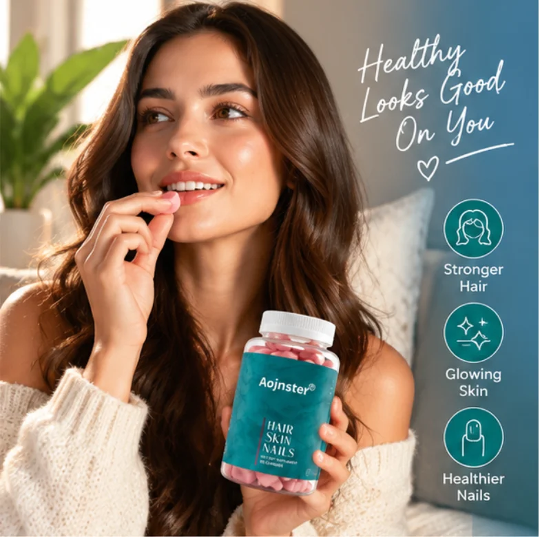 Hair Skin Nails Vitamin Gummies, Premium Beauty Support Supplement, Easy-to-Chew, 60 Count