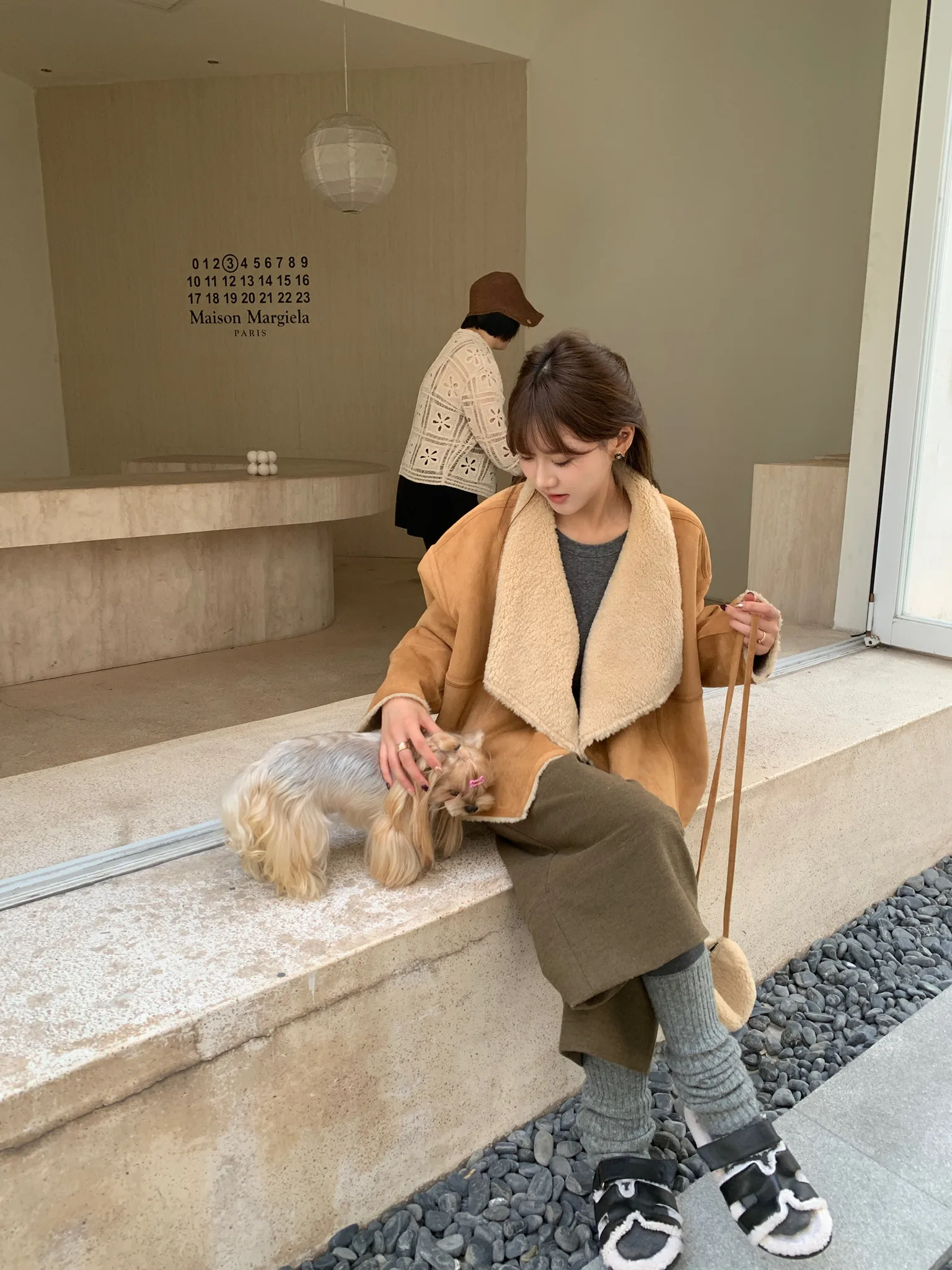 

Lilian женская кожаная куртка из меха с большим воротником, цветная блузка, осенне-зимняя верхняя одежда P258042 для поездок на работу