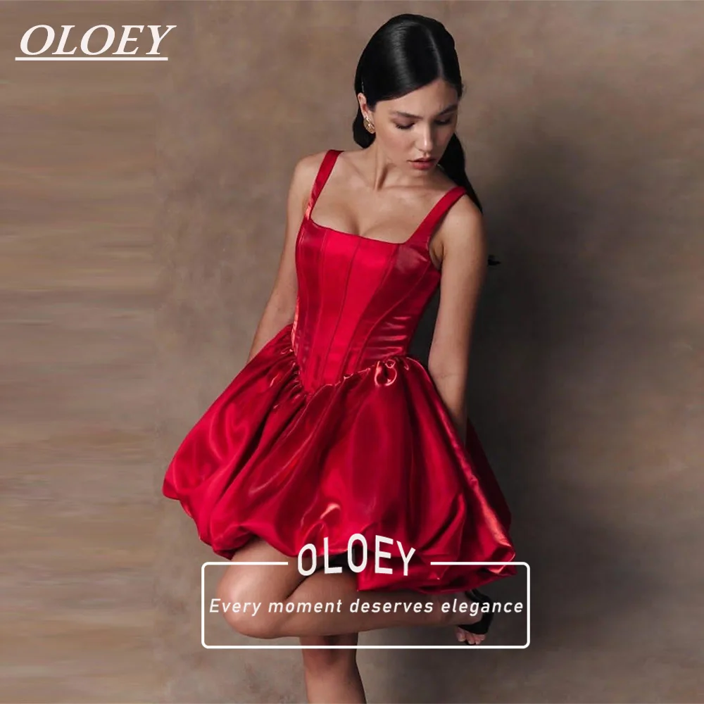 

Современные короткие коктейльные платья OLOEY из блестящего атласа с квадратным вырезом, пышные мини-платья для выпускного вечера и вечеринок, вечерние наряды на заказ