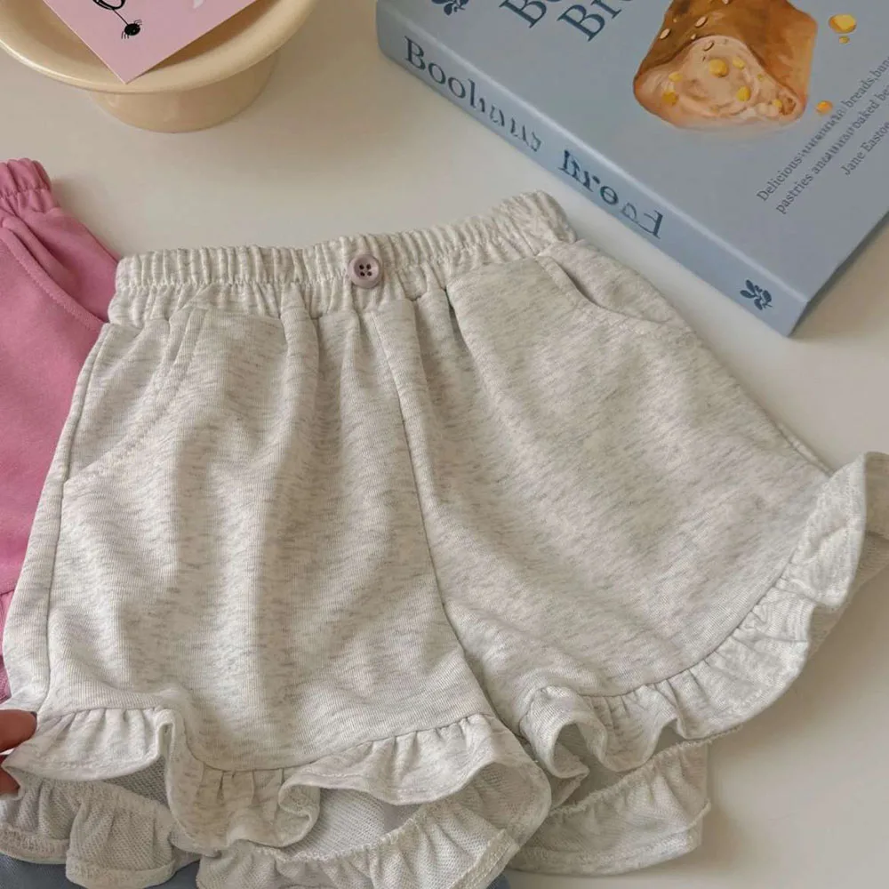 1-6jaar Oude Meisjes Dunne Shorts 2024 Zomer Puur Katoenen Losse Ruches Kanten Korte Broek Baby Kids Hotpants Kinderkleding ﻿