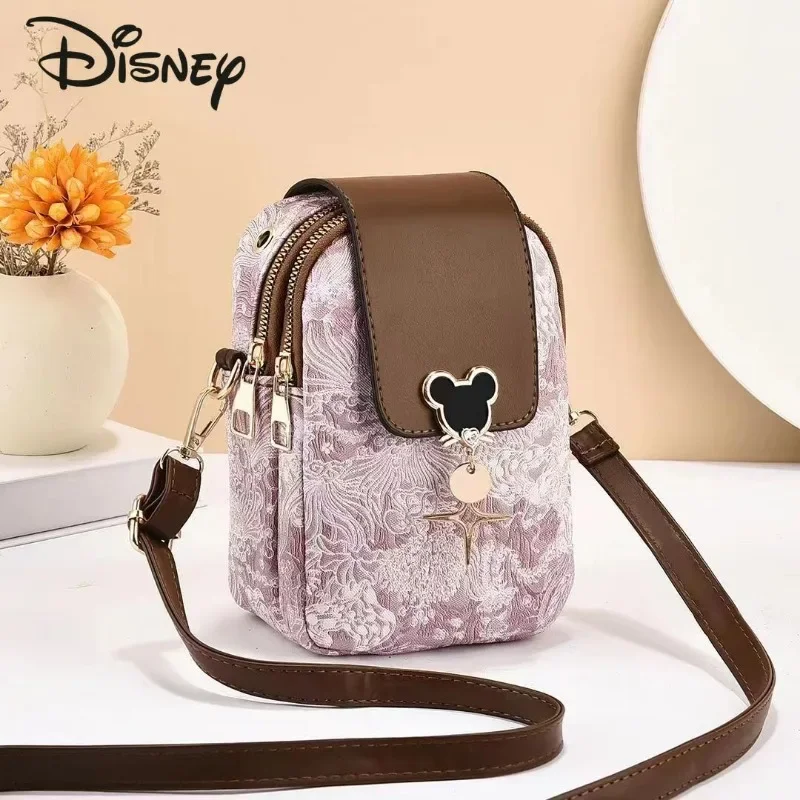 Disney\'s New Mickey Women\'s Crossbody Bag Fashionable and High Quality Small Bag Casual Multi Functional Women\'s Mobile Bag