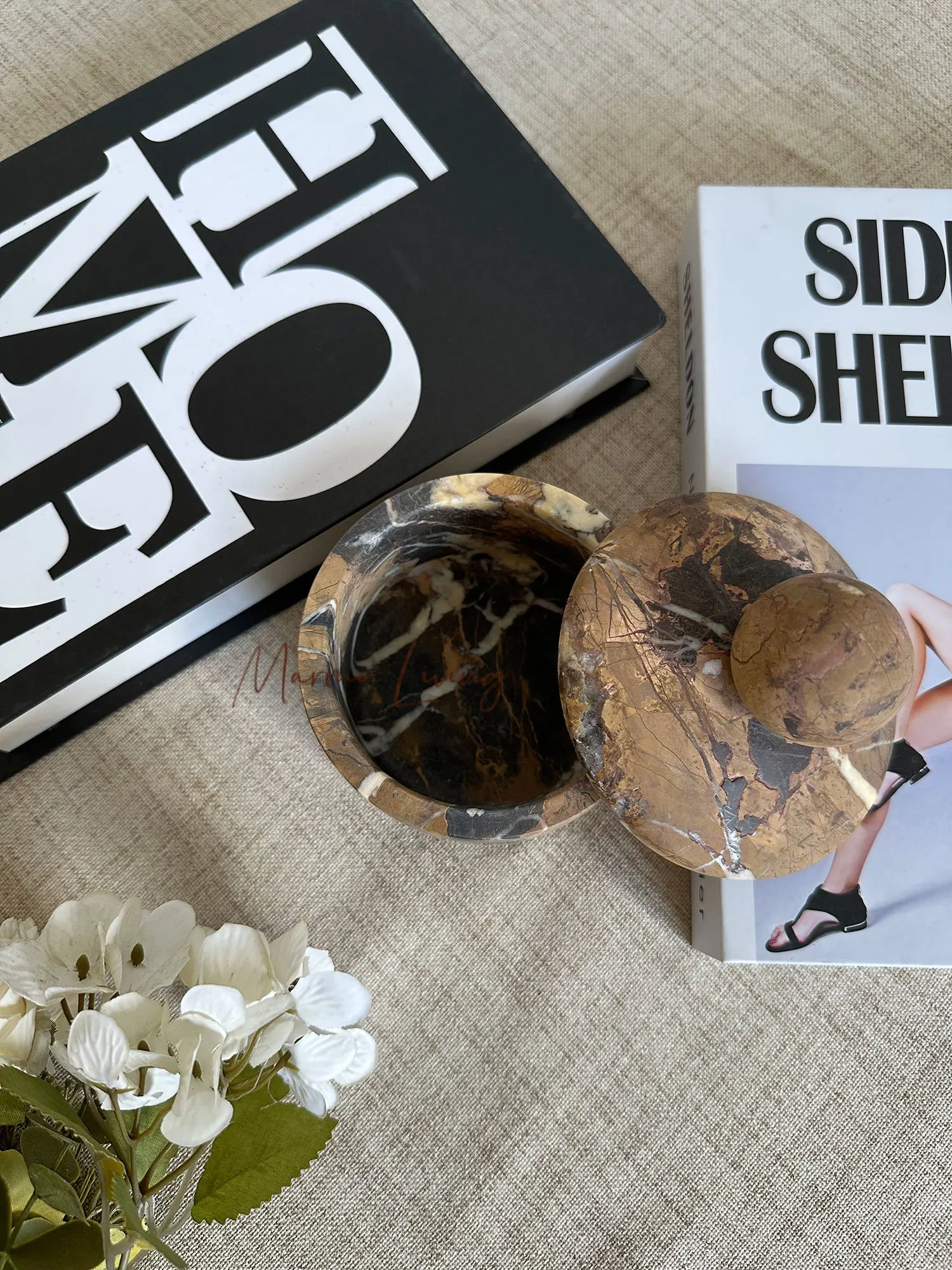 

Nordic Luxury Natural Marble Storage Box Bathroom Desktop Jewelry Organizer Model House Decor