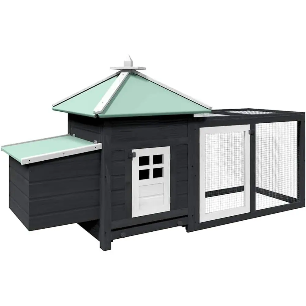

Outdoor Wooden Chicken Coop with Nest Box, Rabbit Hen House, 74.8x28.3x40.2 Solid Irwood, Gray