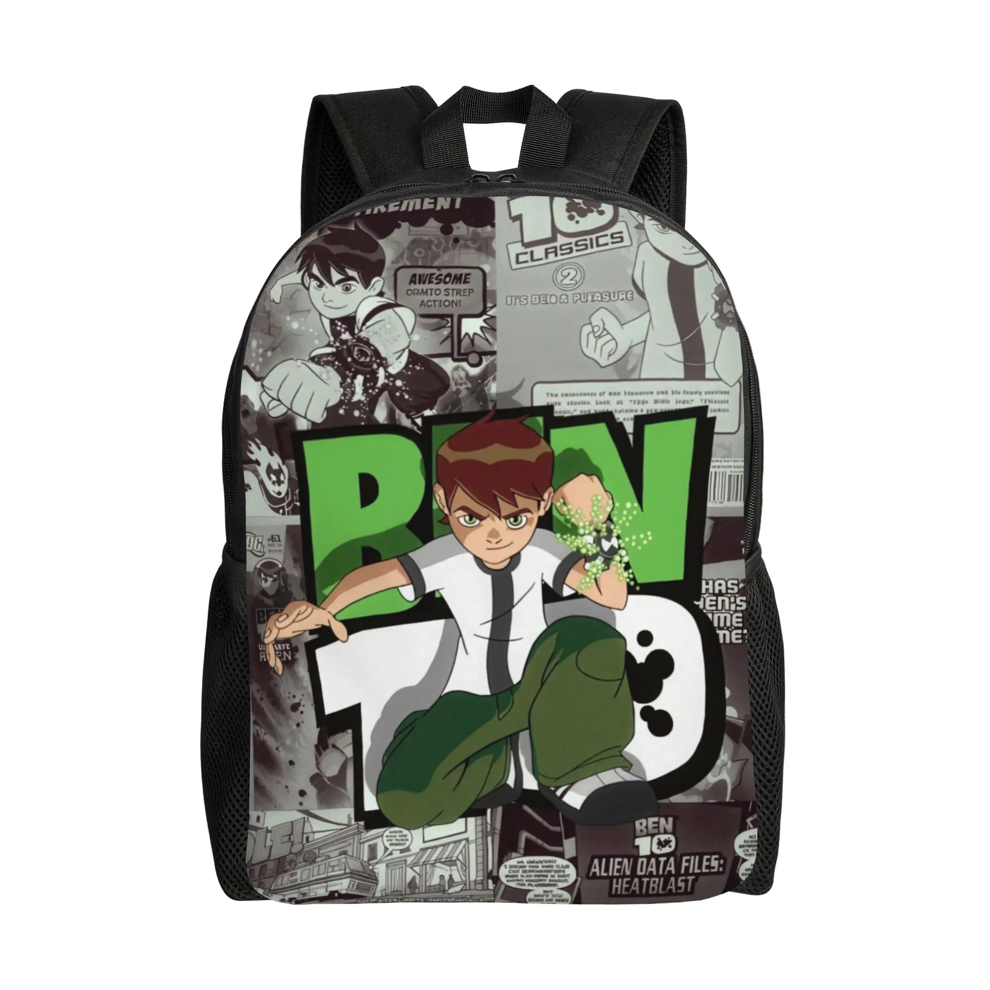 Back to school season Ben10 Retro Comic Style Poster Schoolbag Ben 10 High School Students Casual Backpack