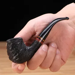 Handmade Classic Briar Tobacco Pipe Color Curved Mouthpieces Advanced Beginner Pipe black sandblasting Tobacco Smoking Pipe