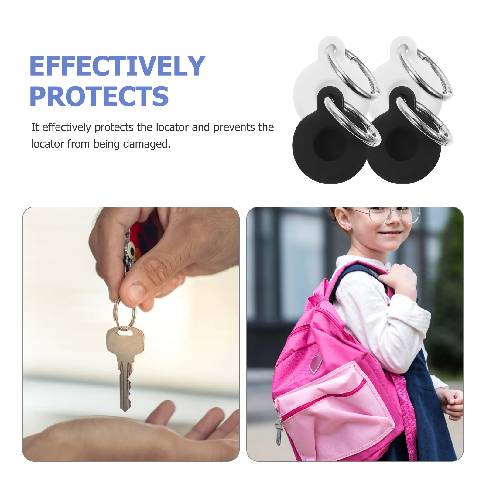 4Pcs Anti-Lost Protective Cover Silicone Sleeve Keychain Holder Shockproof Anti-Drop Secure Case for Tracker