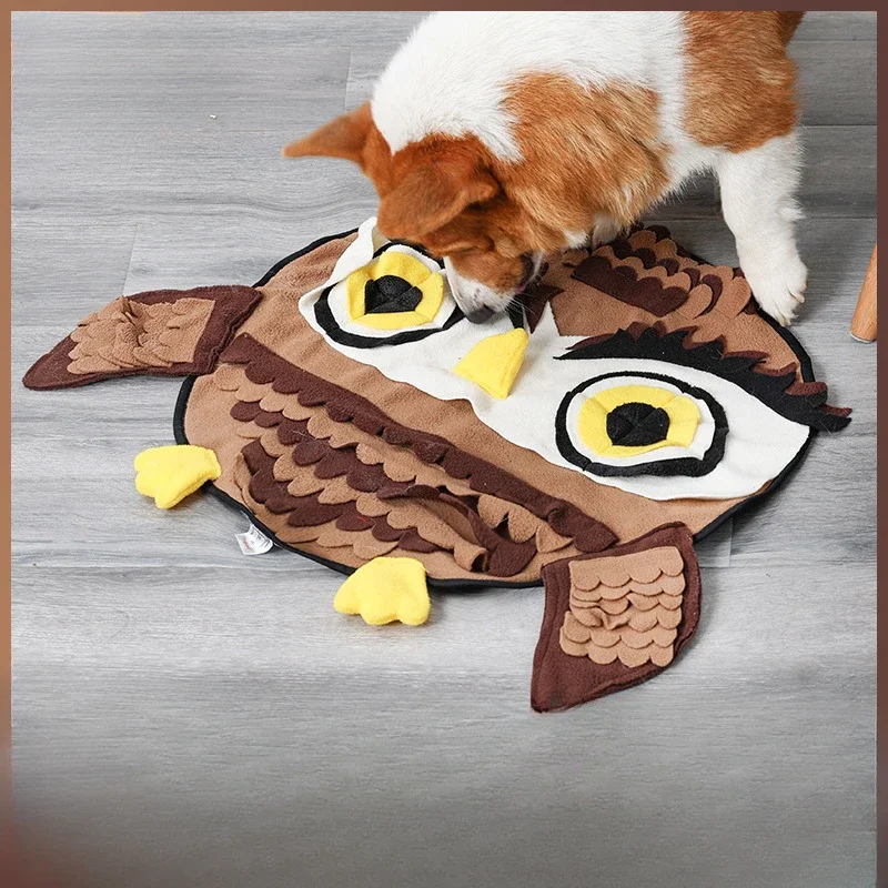 Pet Sniffing Mat Owl Hiding Food Puzzle Training Sniffing Mat Game Bite Resistant and Machine Washable