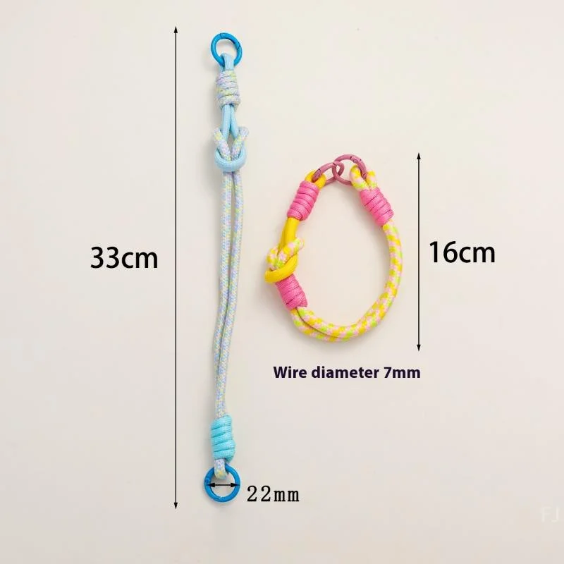 1Pcs Hand Braided Dual Knot Rope Keychain with Anti-drop Phone Lanyard, Wrist Strap Included