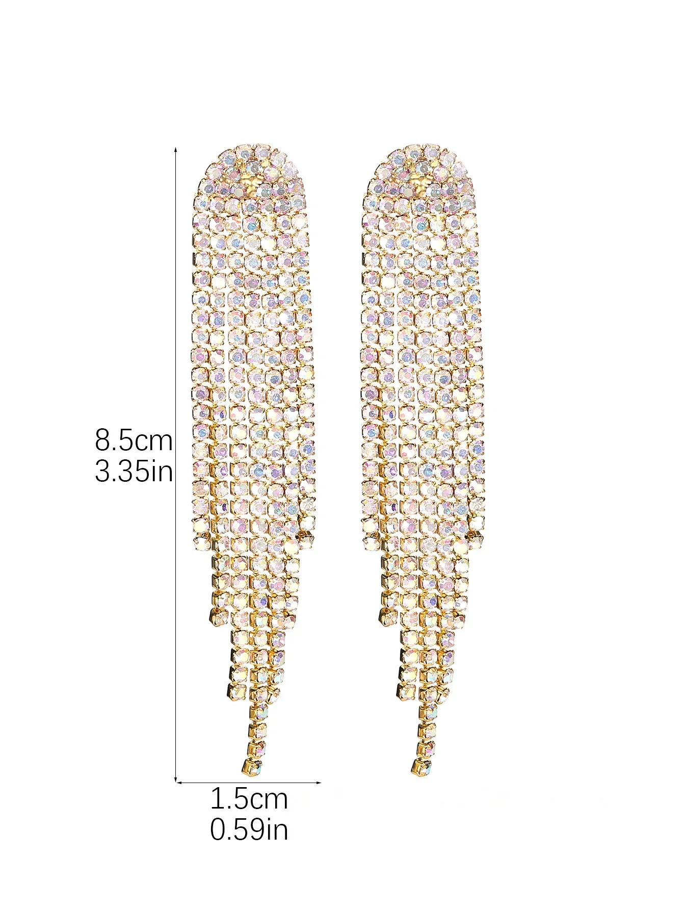 Shine Long Tassel Rhinestone Drop Earrings for Women AB Colourful Silver Color Crystal Dangle Earring Party Wedding Jewelry