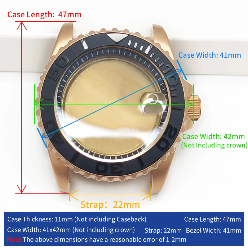 SUB Matte Rose Gold Watch Case Set Fits NH35 NH36 4R36 NH72 Stainless Watches Cases With Sapphire Movement Accessories MOD Parts