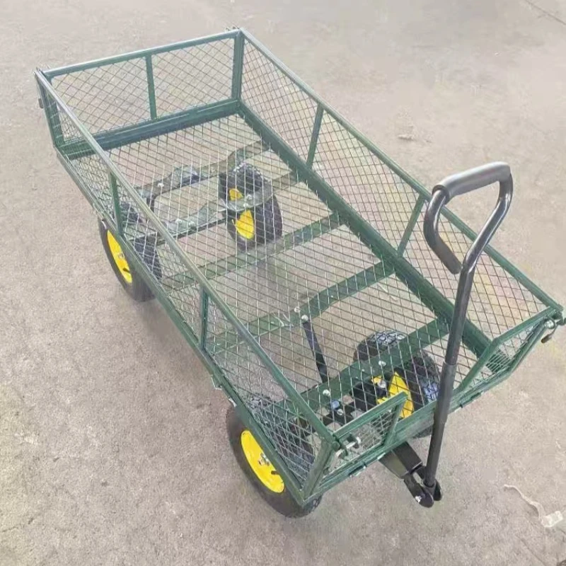 Heavy-Duty Four-Wheel Net Car Tool Cargo Truck Warehouse Handling Vehicle Agricultural Handcart Garden Net Car