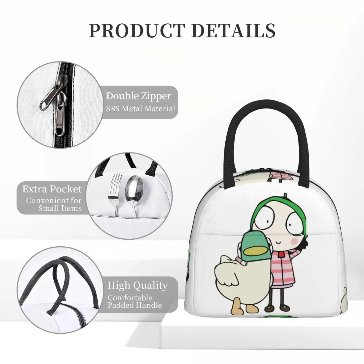 سارة وبطة تتمتع معزول حقيبة الغداء للنساء مكتب برودة صندوق طعام حراري حمل حاوية صناديق الغداء مانعة للتسرب