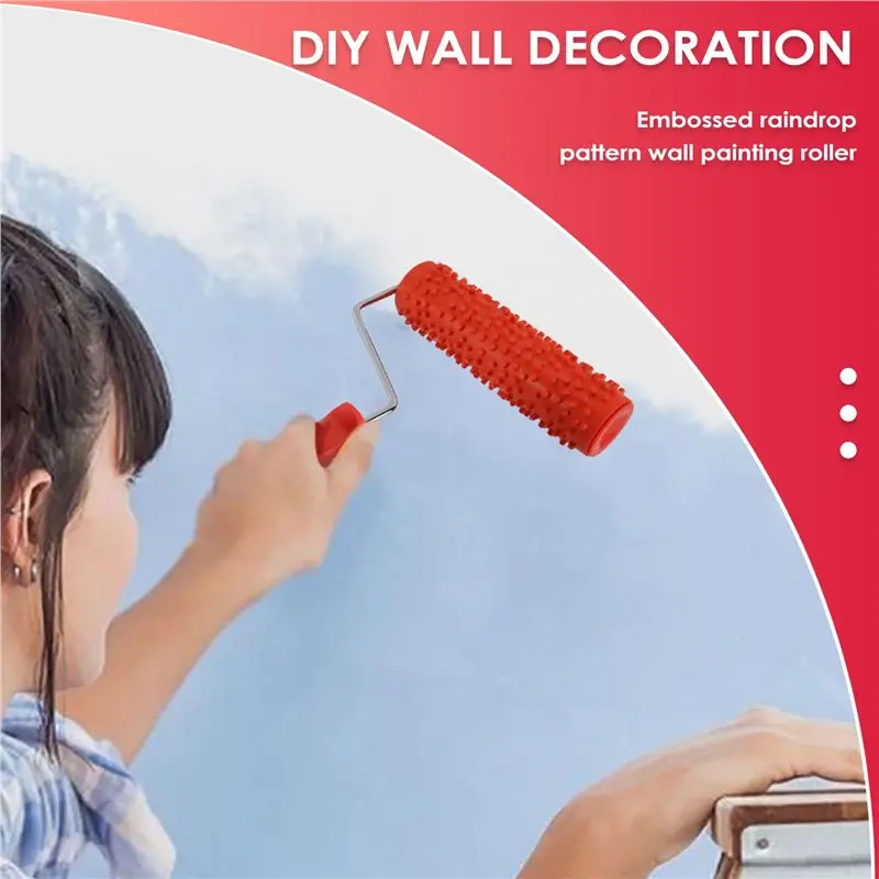 ALIM-7Inch Embossed Raindrop Painting Roller With Plastic Handle For Wall Decoration