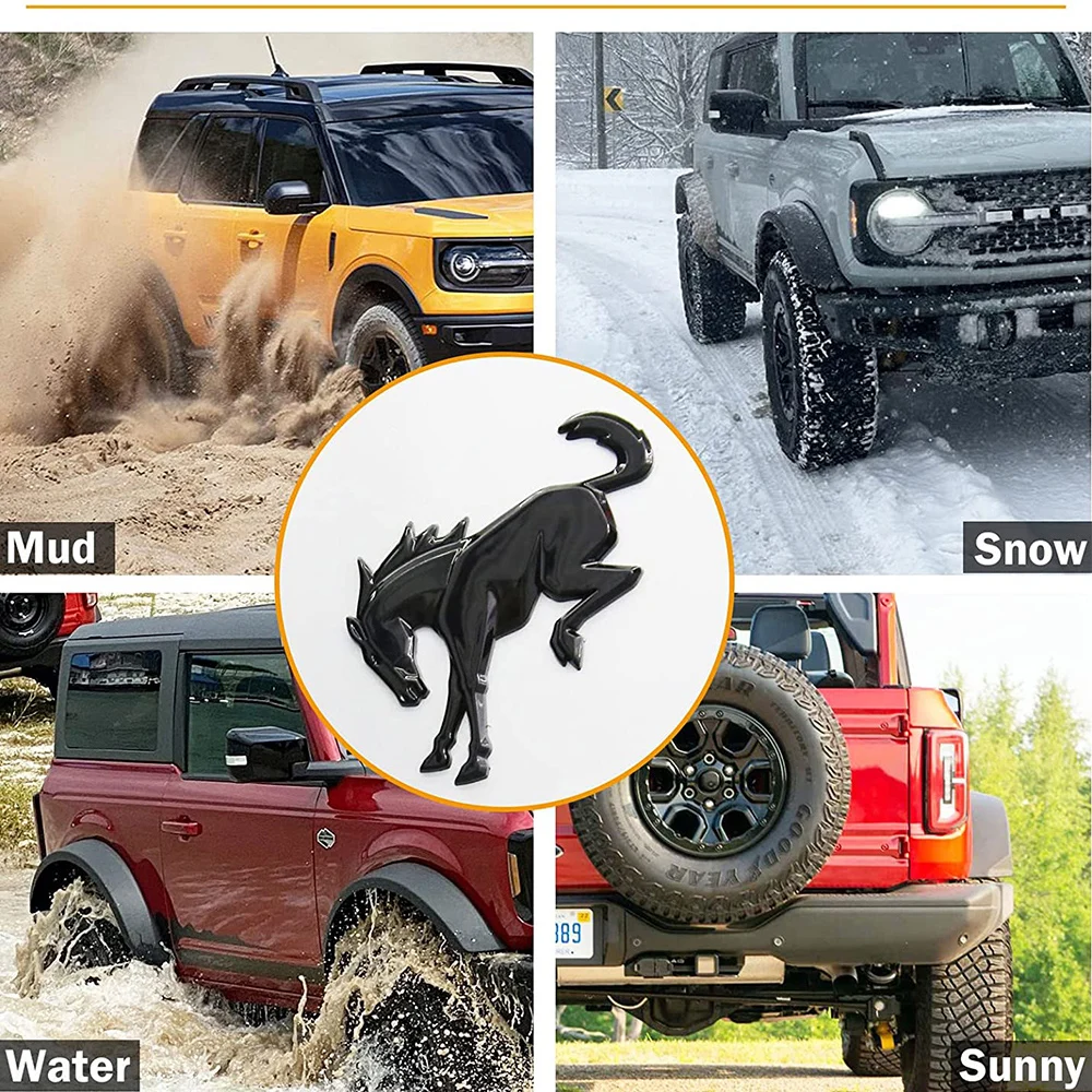 ملصقات شعار ثلاثية الأبعاد من الفينيل شعار خلفي أسود ABS الباب الخلفي متوافق مع ملحقات Ford Bronco الرياضية 2020 2021 2022 2023
