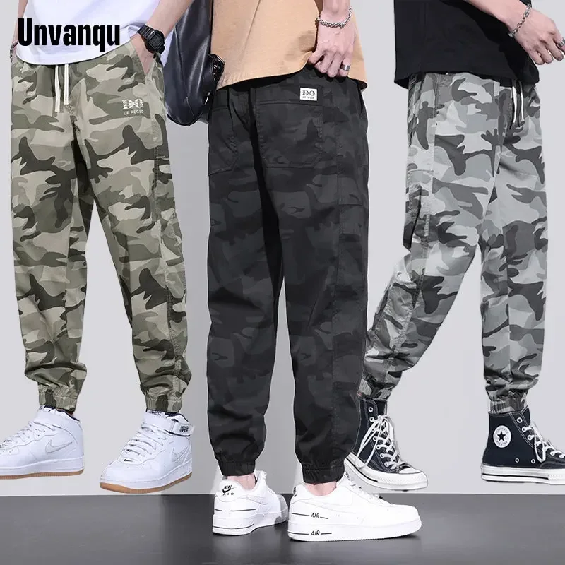 UNVANQU New Cargo Summer Autumn Cotton Trousers Men's Sweatpants Stretch Camouflage Casual Streetwear Male Military Harem Pants