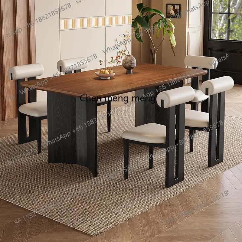 

E153 Retro solid wood dining table and chair combination household simple modern rectangular medieval dining table