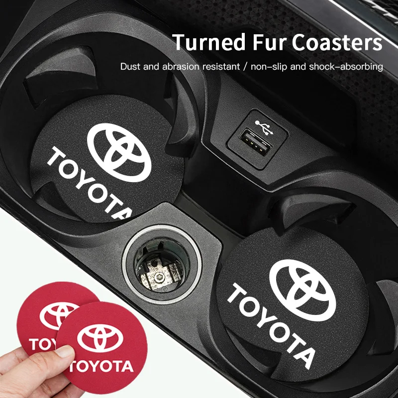 Toyota 2Pcs Car Coaster Decoration Anti Slip Cup Groove Mat For Hilux Aygo Yaris Ractis Raize Camry CHR Auris Rav4 Auto Supplies