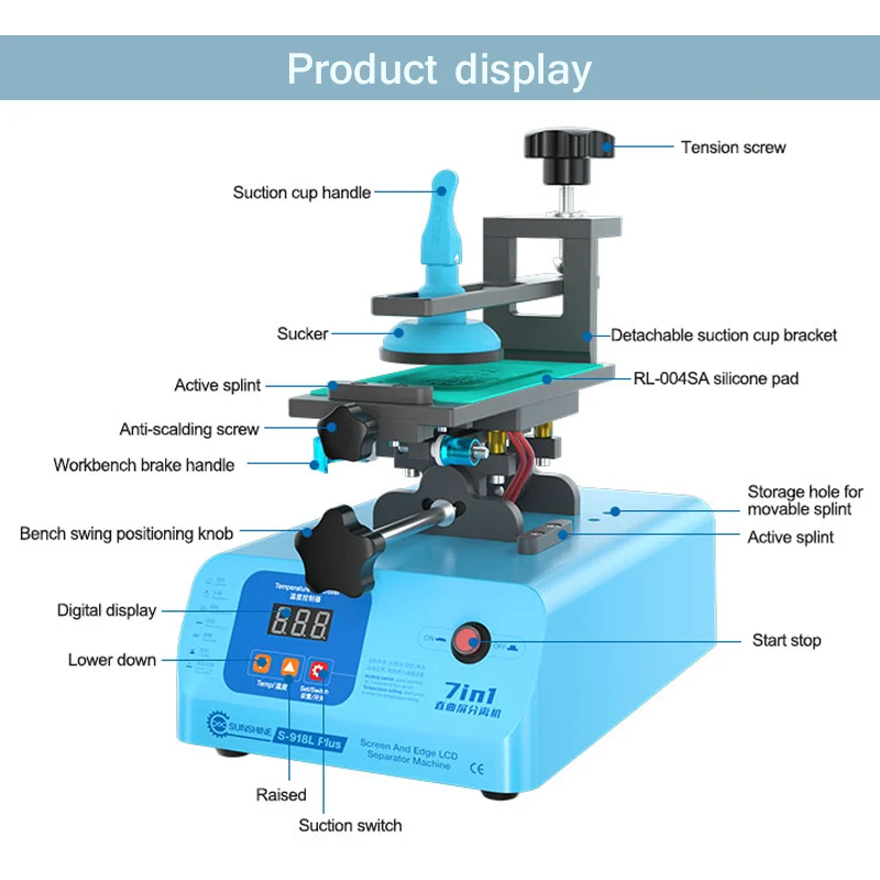 Imagem -04 - Sunshine-separador de Tela Plana e Curva para Celular Aquecimento Tablet Remoção de Tela Lcd Máquina de Limpeza de Cola