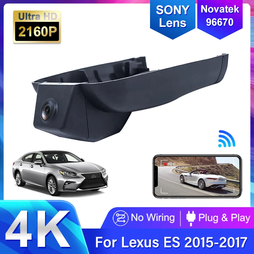

Hidden Dash Cam For Lexus ES ES200 ES250 ES260 ES300H 2015 To 2017 Plug and play 4K Car DVR Wifi Video Recorder,Car Accessories