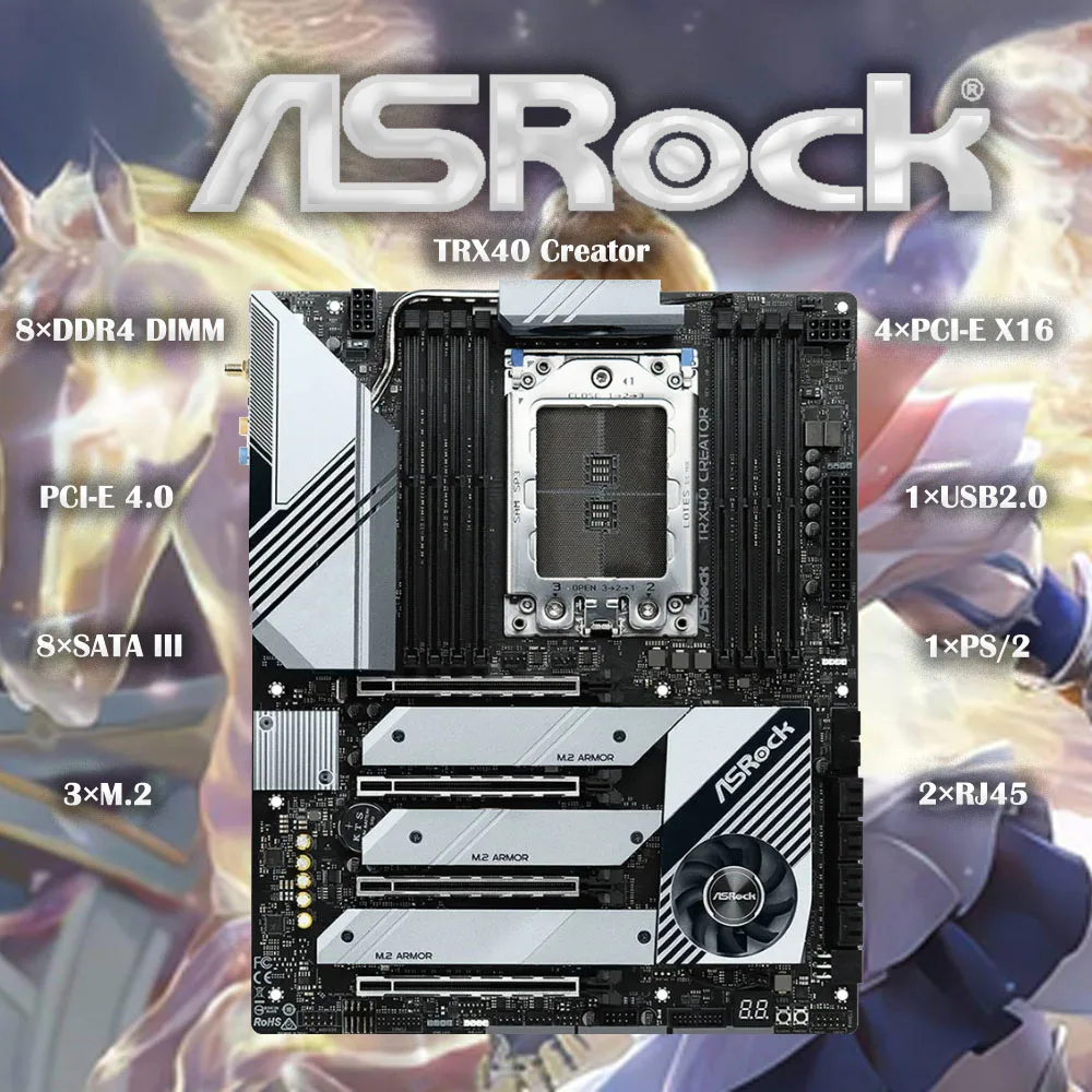 ASRock Motherboard TRX40 Creator AMD Ryzen Threadripper sTRX4 TRX40 Max 256GB DR4 ATX