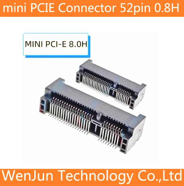 10pcs/lot High Quality Mini PCIe Connector SSD interface height 8.0H 0.8mm spacing msata slot 52Pin mini PCI-E Converter