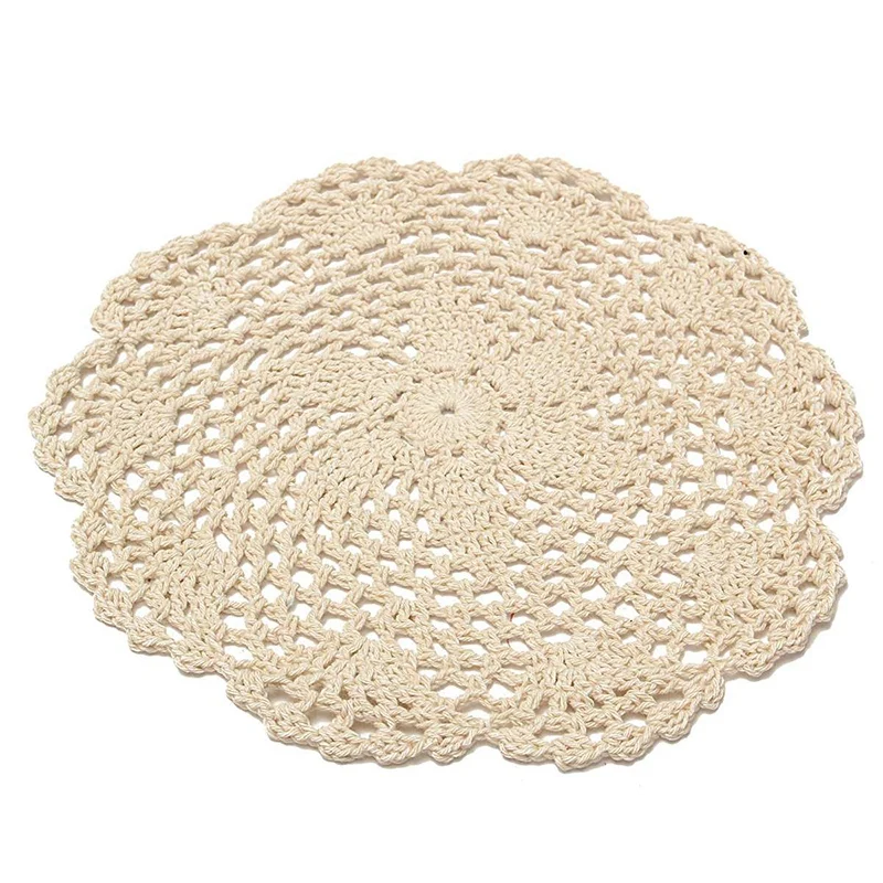 12Pcs Vintage Cotton Mat Round Hand Crocheted Lace Doilies Flower Coasters Lot Household Table Decorative Crafts Accessories