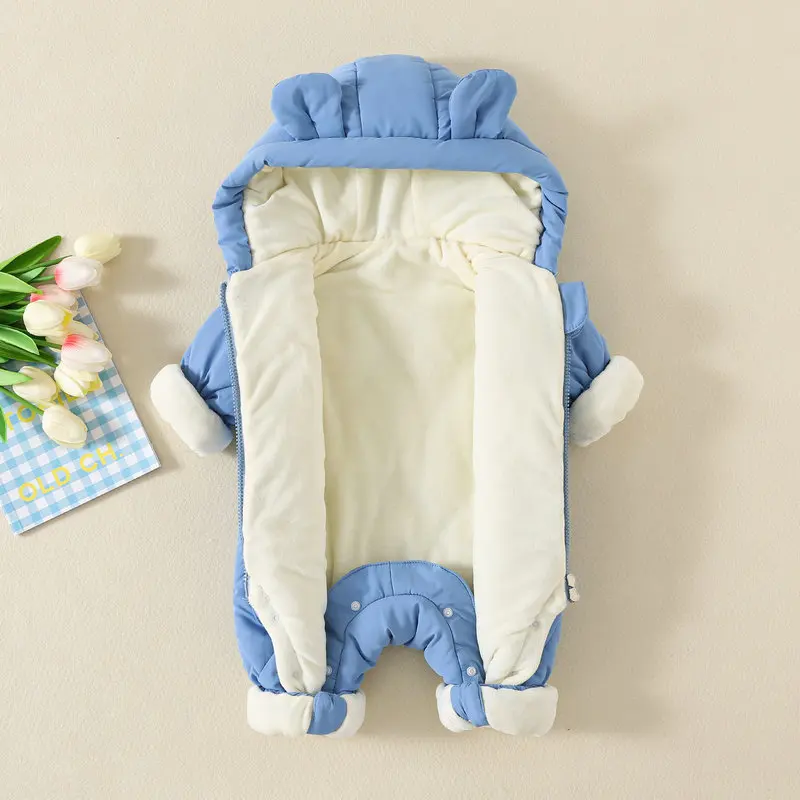New Born Infant Boys Girls Overalls baby Clothes Winter Plus Velvet Warm Thick Jumpsuit Hooded Outfits Snowsuit Coat Kids Romper