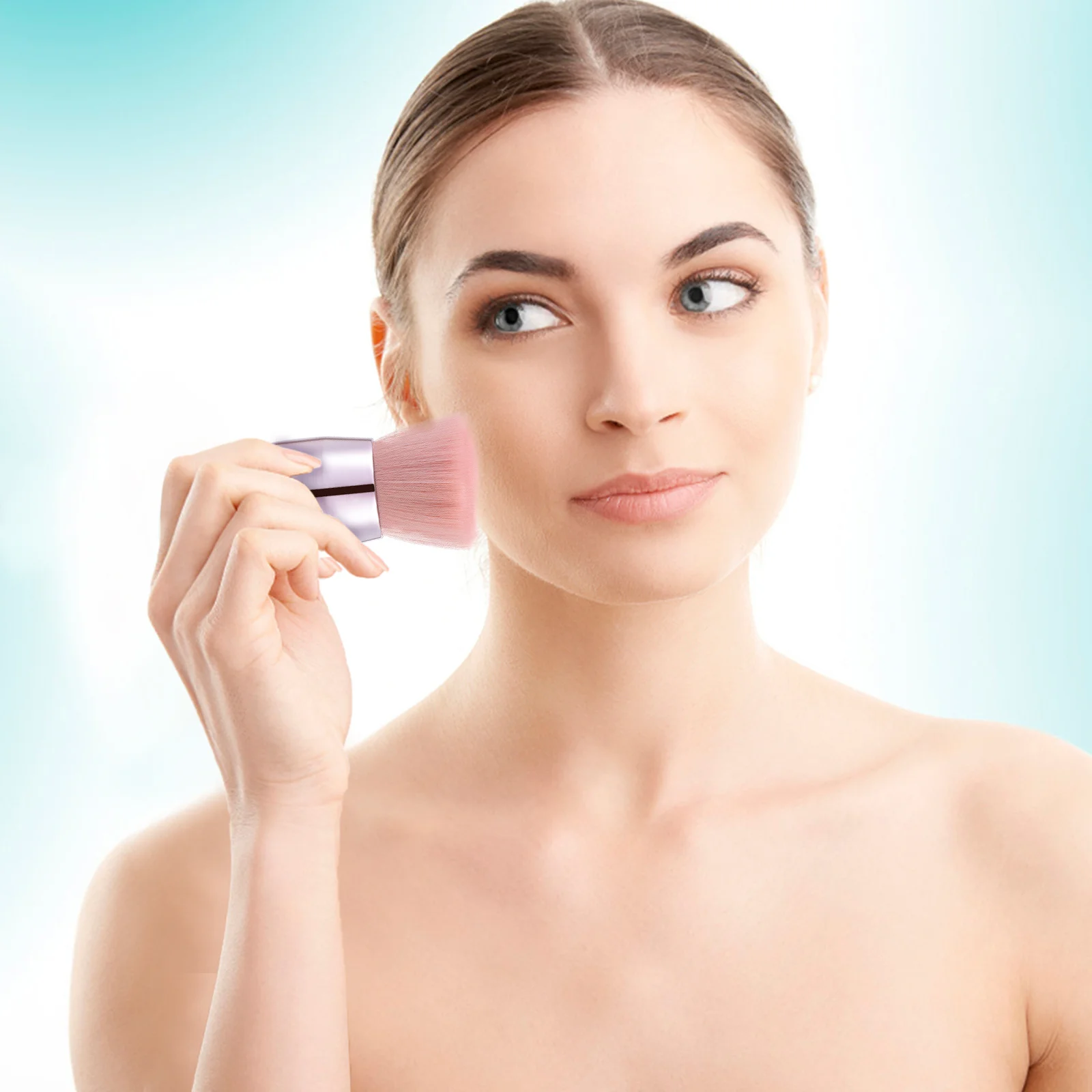 Brocha de maquillaje en polvo, aplicador suave portátil multiusos, cómoda brocha para colorete, cerdas suaves y densas, maquillaje para mujer