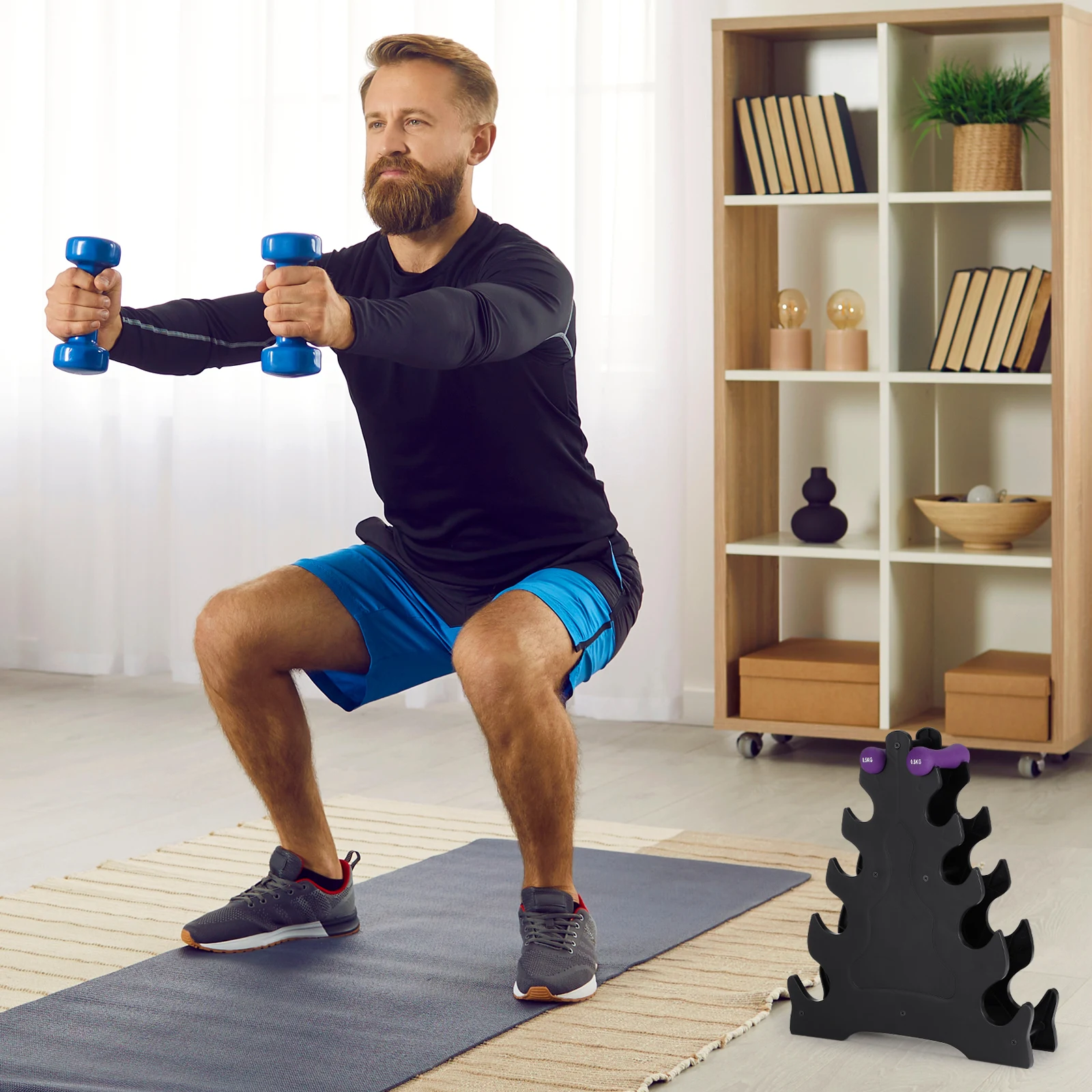 

1Pcs Dumbbell Stand Space Saver Unique Decorative Effect High Load Bearing Capacity Practical Shelf Dumbbell Bracket