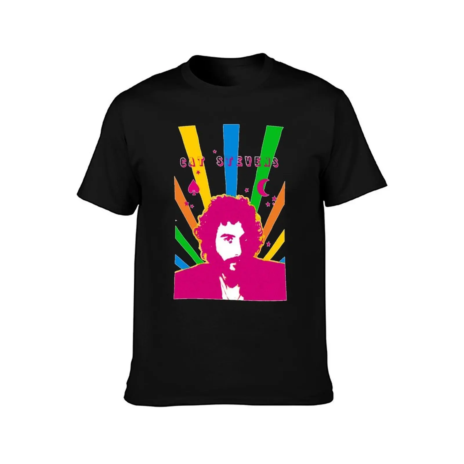 Cat Stevens T-Shirt, Summer Casual Cotton Tee, Oversized Streetwear Tops, Vintage Graphic Print, Loose Fit Short Sleeve