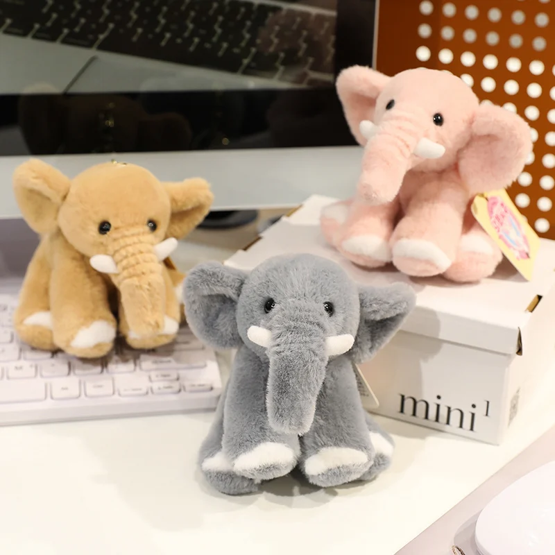 9 estilos exquisito colgante de felpa de Animal 12cm lindo Mini conejo de la suerte, pingüino, elefante muñeco de peluche llavero bolsa decoración chico el mejor regalo