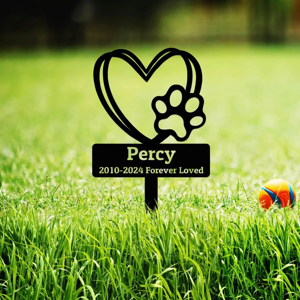 Personalized Hearts Paws Memorial Grave Marker for Dogs Cats, Custom Cat Dog Memorial Stake Metal Sign, Customized Dog Cat Heads