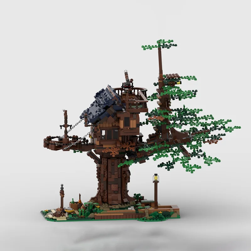 모듈형 도시 건축 모델 MOC 빌딩 블록 모듈형 뉴 라이프 트리 하우스 기술 블록 크리스마스 DIY 장난감 건설 선물