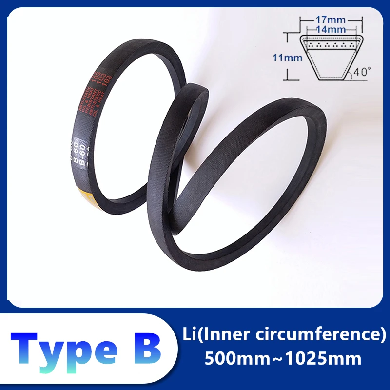 Drive V Belt Type B Rubber Conveyor Belts Power Transmission Strap 500 530 560 635 686 730 787 820 889 930 991 1000 1016 1025mm