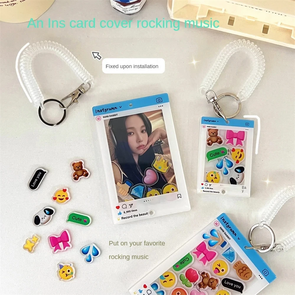 INS Fashion Simplicity Photo Frame Keychain Pendant Kpop Idol Photo Holder Girl Cute Keychain ID Credit Protector Case