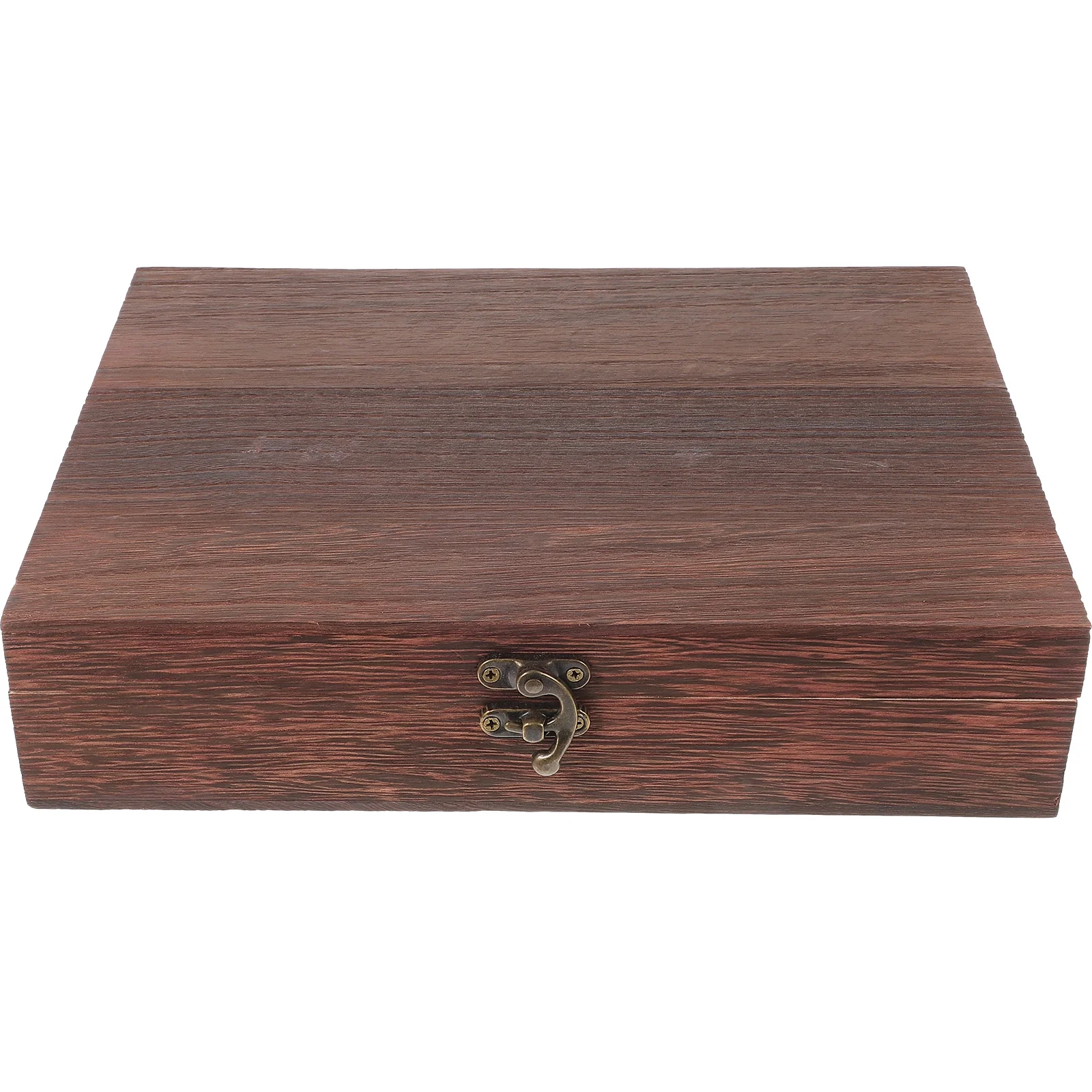 

Treasure Chest Flip Storage Box Office Small Bins Organizer with Lid Wooden Practical Container