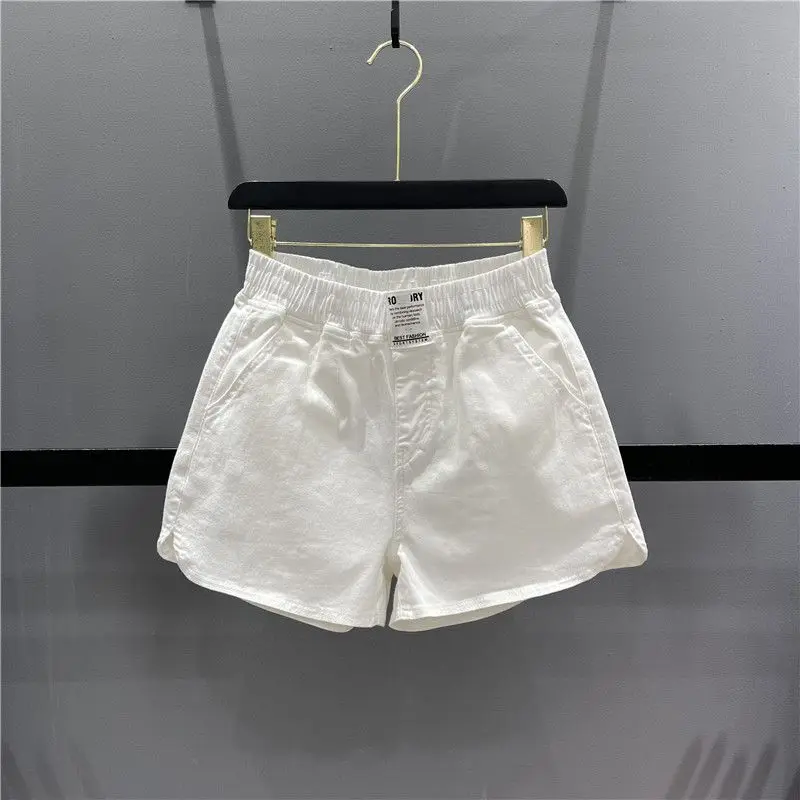 Summer Plus Size Elastic Waist Loose Shorts Solid All-match Youth Fashion A-line Wide Leg Hot Pants Trend Casual Women Clothing