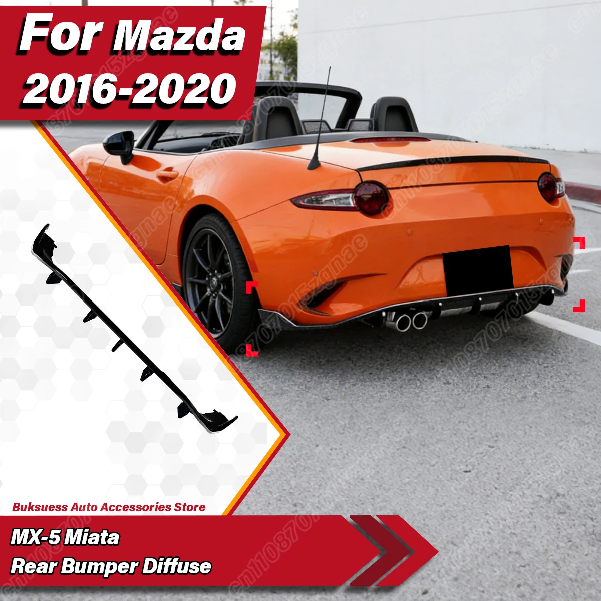 

For Mazda MX-5 Miata 2016 2017 2018 2019 2020 2021 2022 2023 2024 2025 Automotive Rear Bumper Diffuser Lip Splitter Body Kit