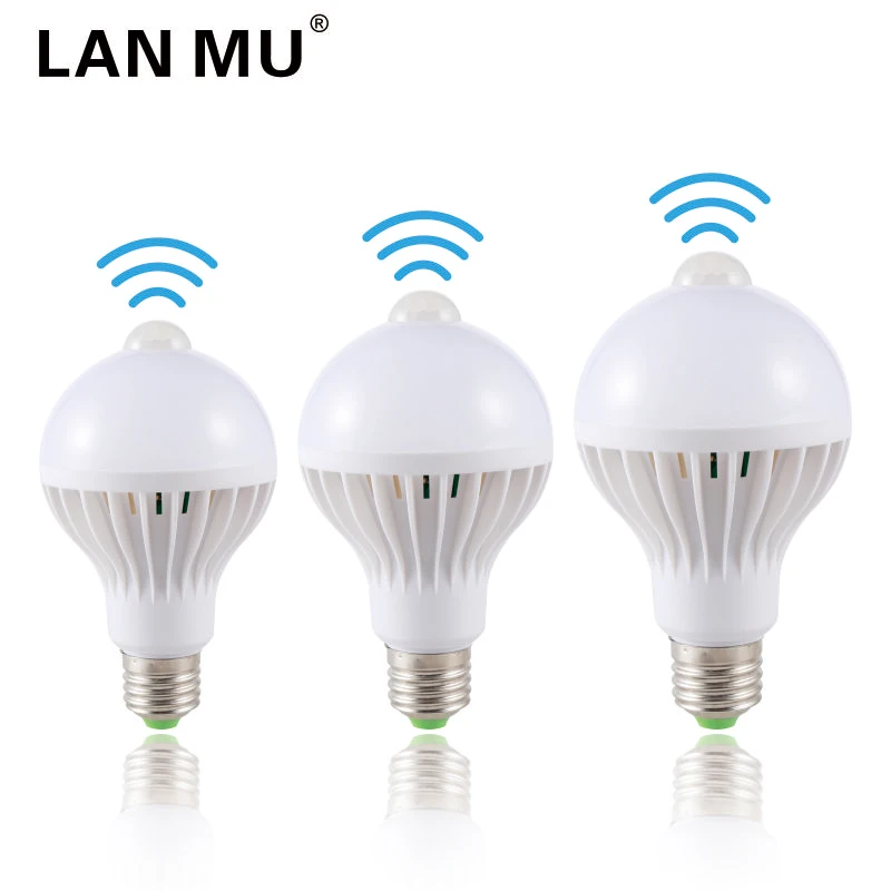 LED PIR Motion Sensor Lamp 3w 5w 220v Led Bulb 7w 9w 12w Sound+Light automatic Smart Sensor Control Led Light