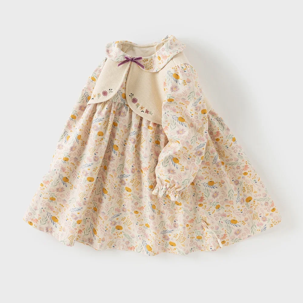 Dave Bella Autumn Girl Baby Princess Dress Sweet Cute Floral Print Kids Fake Two piece Long sleeved Dress Party Gentle DB3252835
