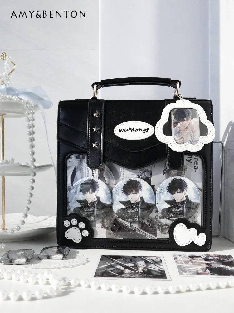 Original Transparent Messenger Bag Itabag Japanese Cute Large-capacity Versatile Crossbody Bags Leather Shoulder Bag Student