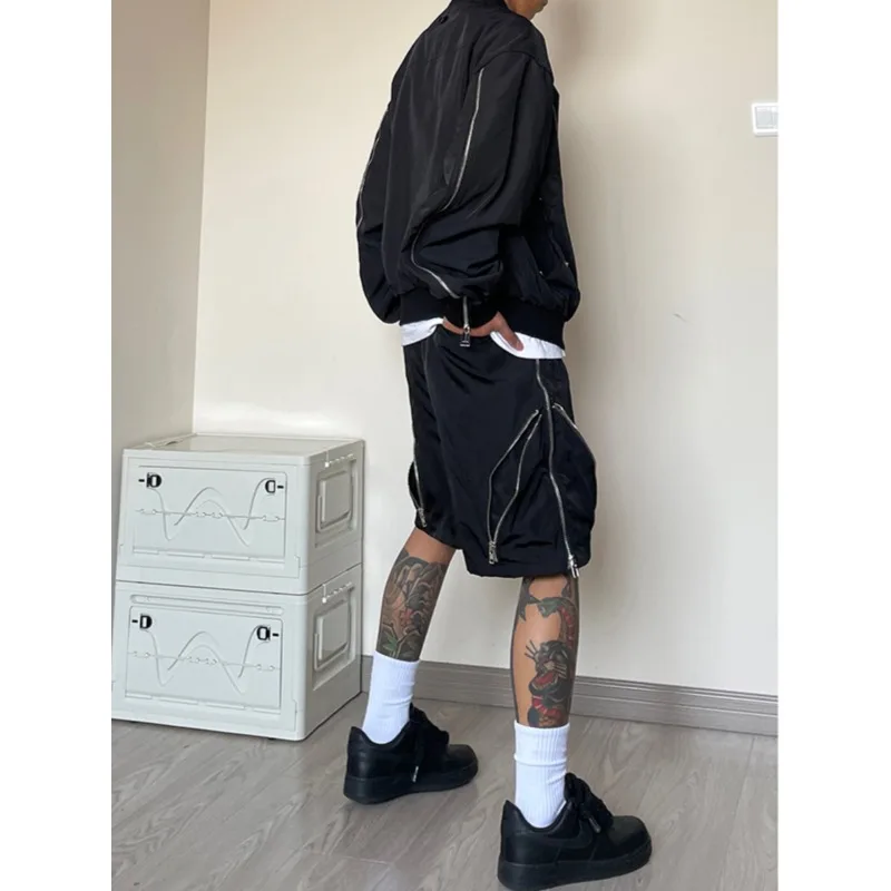 2026 New Summer Thin American Vibe Style Knee Length Cargo Shorts For Men Zipper Functional Casual Shorts