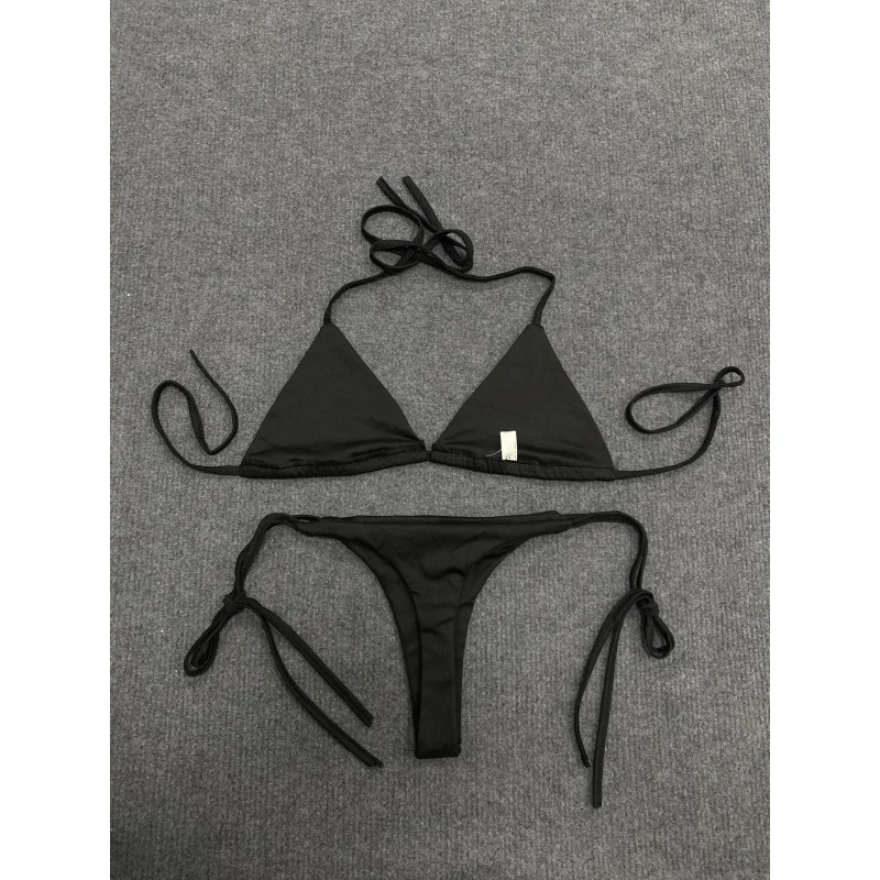 European American Fashion Hot Girl Swimwear Summer Sexy Cross Design Tie Strap Bikini Beach Two Piece Suit